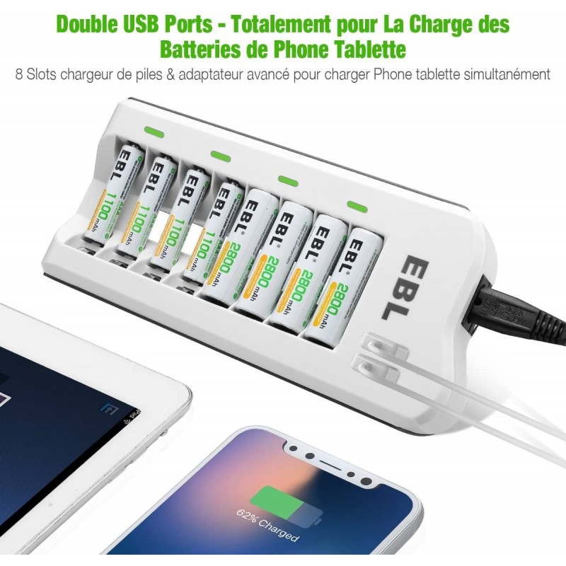Chargeur de batterie EBL pour batterie rechargeable Maroc