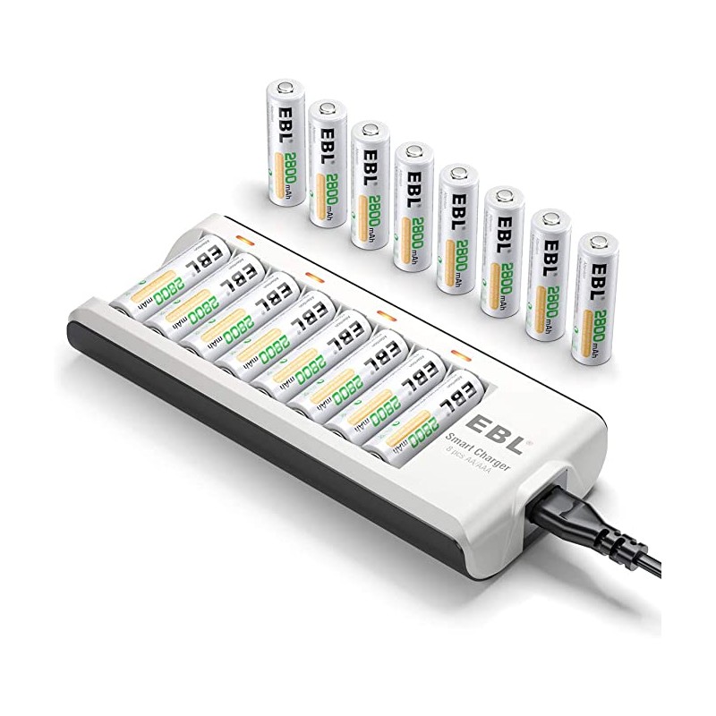 Chargeur 8 Piles Rechargeables AA et AAA avec 4 Piles AA et 4 Piles AAA  Minh Rechargeables, 100% PEAKPOWER