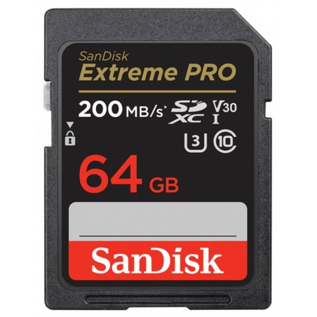 CARTE MEMOIRE SDXC SANDISK EXTREME PRO 64 Go JUSQU'à 200 Mo/s,