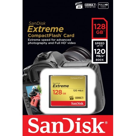 SANDISK COPMPACT FLASH EXTREME 128GB R120MBS